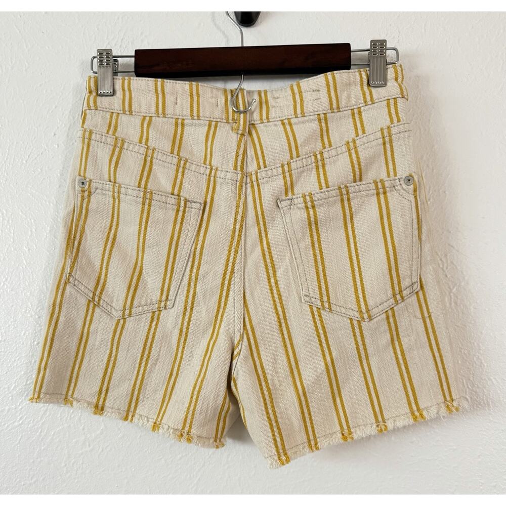 Pilcro Anthropologie Striped Denim Shorts Size 26 Raw Hem Yellow Cream - Picture 3 of 8